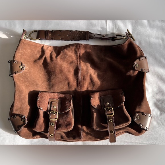 HYPE Suede LEATHER Slouch HOBO Buckle PURSE Bag - Picture 3 of 16